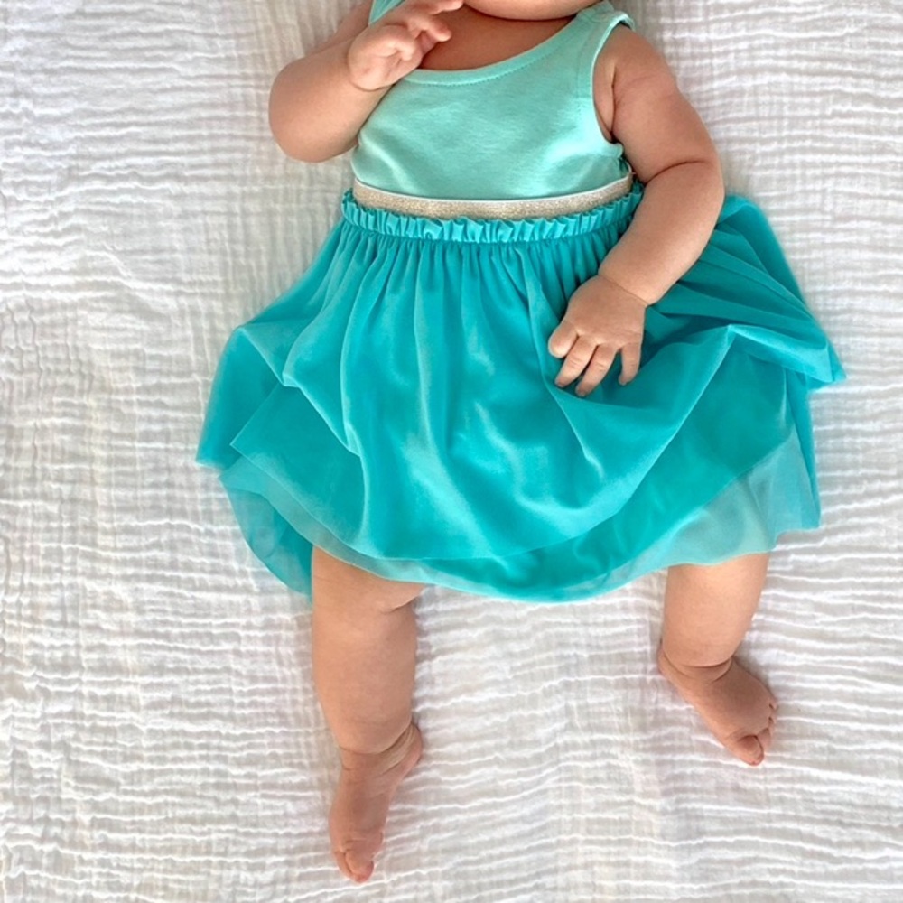 Hanna Andersson Turquoise tulle baby dress 3-6 months 60cm flowy pretty
